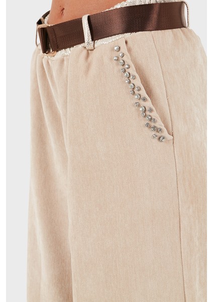 Via Dante Wide Leg Fit Normal Bel Cep Detaylı Pantolon Bayan Pantolon 69143990