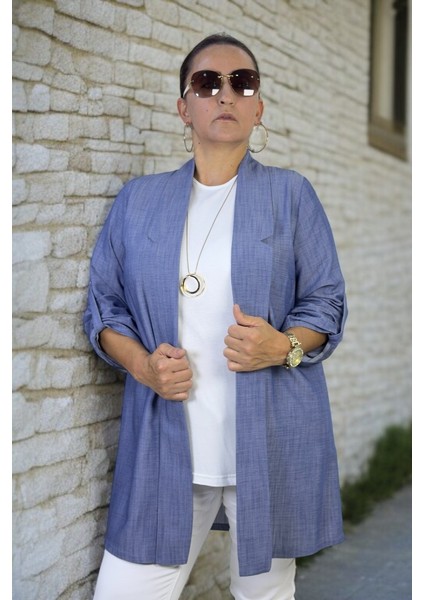 Kısa Kol Bisiklet Yaka Bluz Katlanabilir Kol Şal Yaka Tnsel Kumaş Ceket Ikili Takım fiyatları