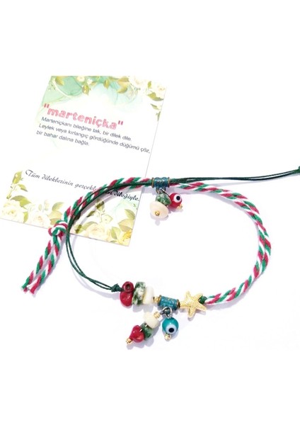 Mercan Sedef Jasper Doğaltaşlı Deniz Yıldızı Nazar Boncuklu Yılbaşı Marteniçka Bileklik