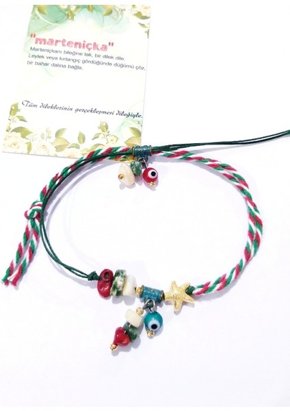 Mercan Sedef Jasper Doğaltaşlı Deniz Yıldızı Nazar Boncuklu Yılbaşı Marteniçka Bileklik