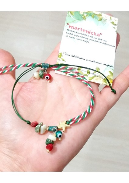 Mercan Sedef Jasper Doğaltaşlı Deniz Yıldızı Nazar Boncuklu Yılbaşı Marteniçka Bileklik