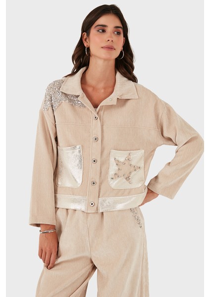 Via Dante Oversize Fit Gömlek Yaka Cep Detaylı Ceket Bayan Ceket 69143740