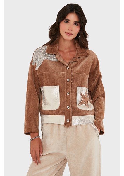 Via Dante Oversize Fit Gömlek Yaka Cep Detaylı Ceket Bayan Ceket 69143740