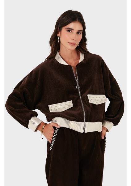 Via Dante Oversize Fit Kolej Yaka Fermuarlı Ceket Bayan Ceket 69143940