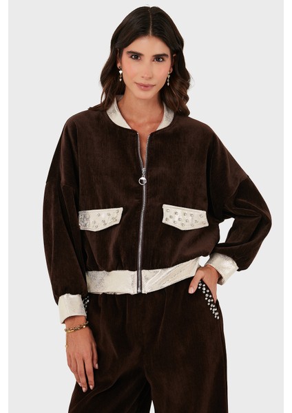 Via Dante Oversize Fit Kolej Yaka Fermuarlı Ceket Bayan Ceket 69143940