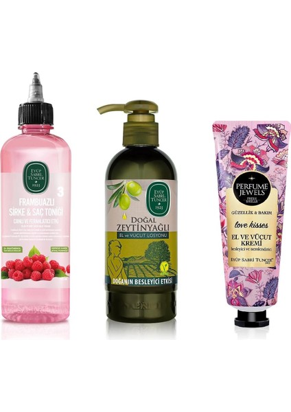 Frambuaz&sirke Saç Tonik 500 Ml,zeytinyağlı Losyon 250 Ml, El Kremi 50 ml