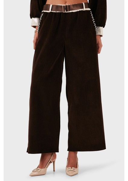 Via Dante Wide Leg Fit Normal Bel Cep Detaylı Pantolon Bayan Pantolon 69143990