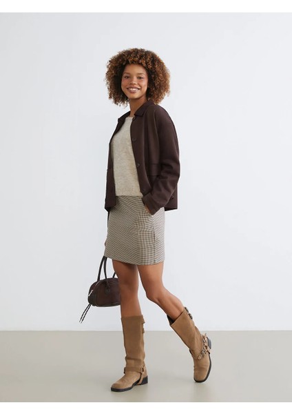 Xsıde Kahverengi Gömlek Yaka Oversize Süet Görünümlü Kadın Ceket fiyatları