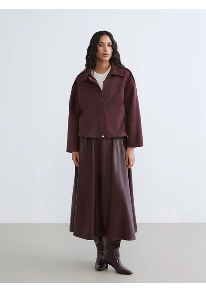 Lcw Modest Bordo Gömlek Yaka Kadın Süet Görünümlü Ceket fiyatları