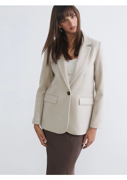 Lcw Vision Bej Kadın Kaşe Blazer Ceket