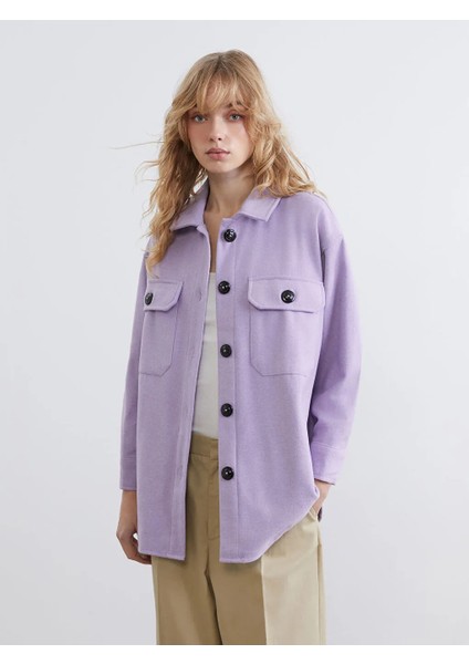 Lcw Vision Lila Oversize Kadın Oduncu Gömlek Ceket