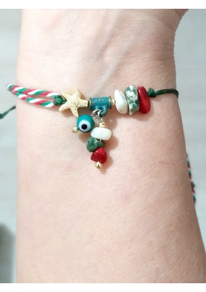 Mercan Sedef Jasper Doğaltaşlı Deniz Yıldızı Nazar Boncuklu Yılbaşı Marteniçka Bileklik