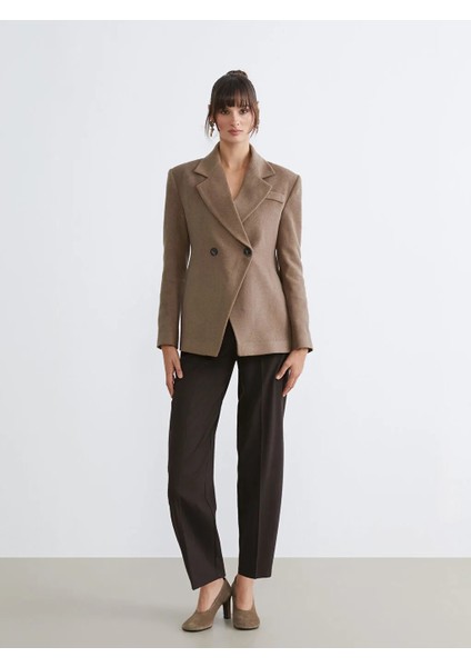 Soulife Bej Kruvaze Yaka Kadın Kaşe Blazer Ceket fiyatları