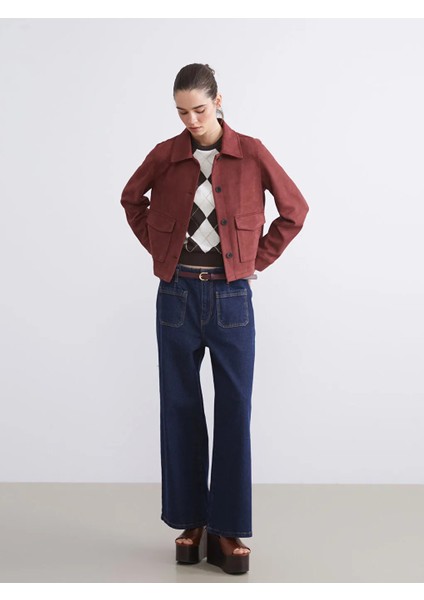 Lcw Vision Bordo Gömlek Yaka Kadın Süet Görünümlü Ceket fiyatları