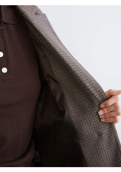 Lcw Vision Kahverengi Ekose Kadın Blazer Ceket fırsatları