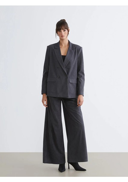 Soulife Antrasit Kruvaze Yaka Kadın Kadife Blazer Ceket fiyatları