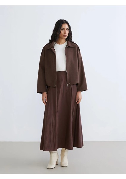 Lcw Modest Kahverengi Gömlek Yaka Kadın Süet Görünümlü Ceket fiyatları