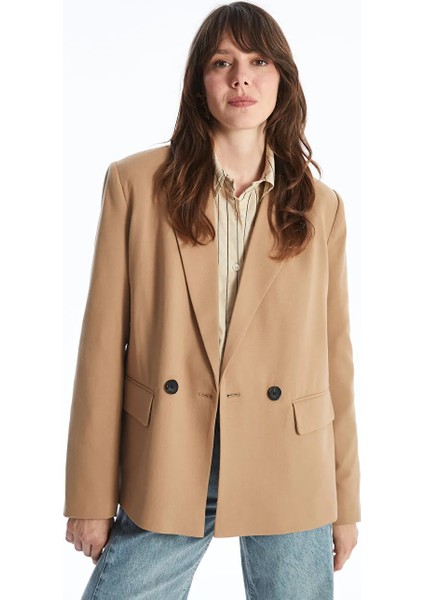 Lcw Vision Bej Düz Uzun Kollu Kadın Blazer Ceket