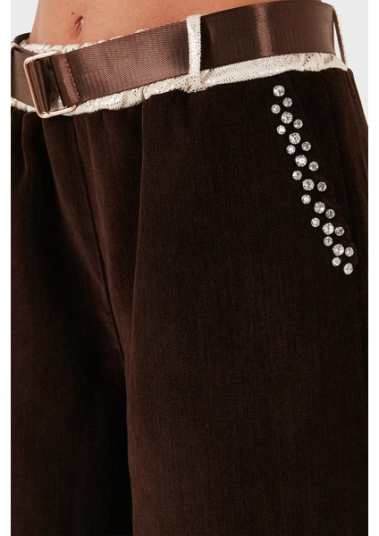 Via Dante Wide Leg Fit Normal Bel Cep Detaylı Pantolon Bayan Pantolon 69143990