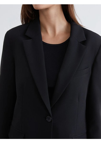 Lcw Vision Siyah Krep Kadın Blazer Ceket modelleri