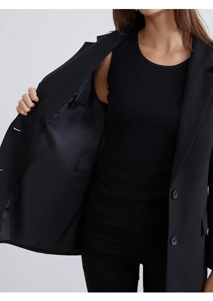 Lcw Vision Siyah Krep Kadın Blazer Ceket fırsatları