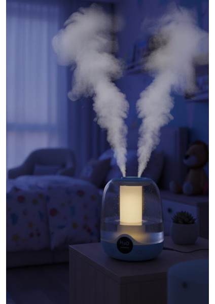 Glr K07 Mavi Çift Spreyli Ultrasonik Sessiz Hava Nemlendirici ve Gece Lambası | 2.5L Kapasite modelleri