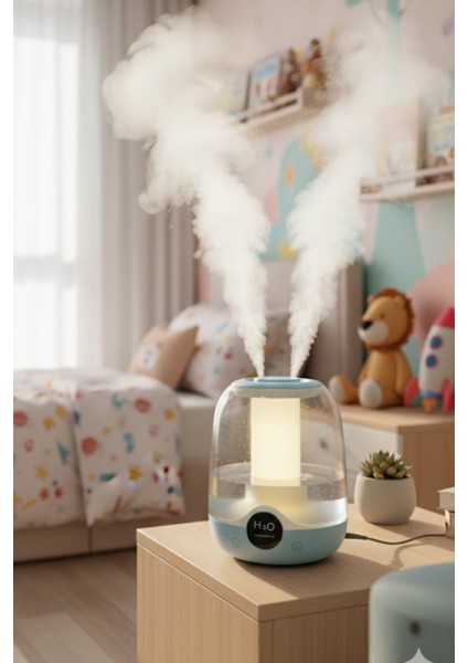 Glr K07 Mavi Çift Spreyli Ultrasonik Sessiz Hava Nemlendirici ve Gece Lambası | 2.5L Kapasite fırsatları