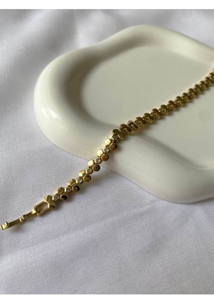 Alpjewel 316L Petek Formlu Taş Detaylı Xuping Bileklik – Çelik – Kararmaz fiyatları