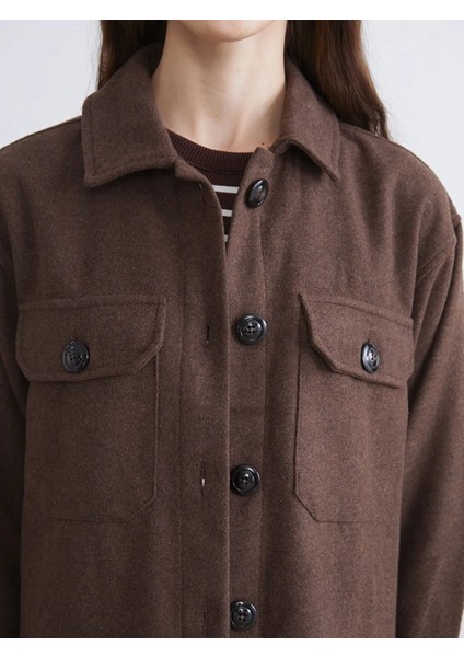Lcw Vision Kahverengi Oversize Kadın Oduncu Gömlek Ceket modelleri
