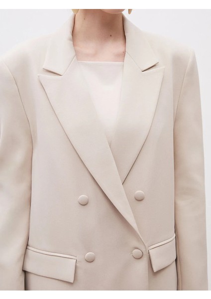 Soulife Bej Krep Kadın Blazer Ceket modelleri