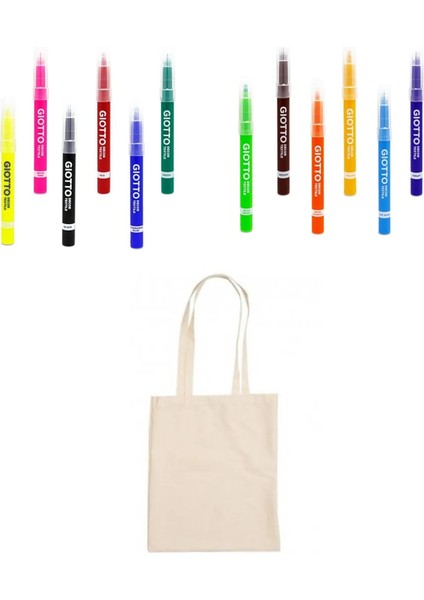 Decor Textile Kumaş Boyası 12'li Ham Bez Çanta Hediye