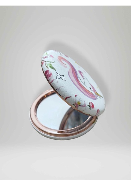 Unıcorn Temalı Çift Taraflı Yuvarlak Cep Çanta Makyaj El Aynası 7cm Çap (Kod:28) fiyatları