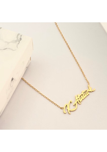 Atatürk Kolye Kemal Atatürk Imzalı Kolye Çelik 45CM modelleri