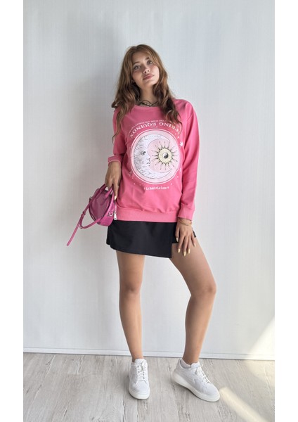 Kadın Bisiklet Yaka Baskı Detaylı Sweatshirt fiyatları