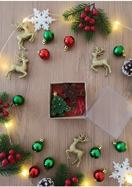 Yılbaşı, Kurabiye Adam ve Çam Ağacı Kokulu Mum Seti, Hediye Kutulu 2 'li