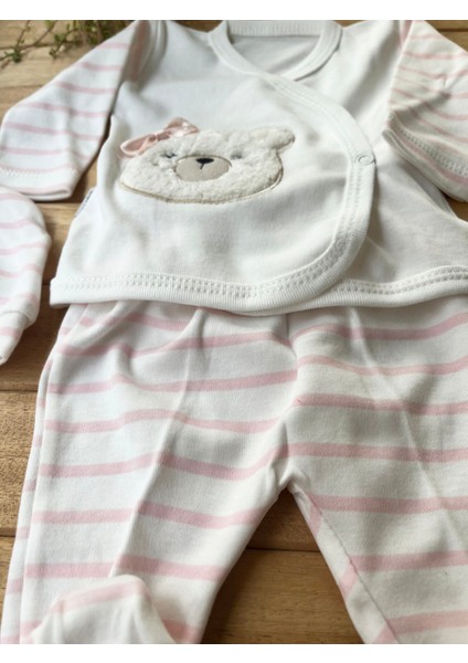 % 100 Pamuk Yenidoğan Bebek Hastane Çıkış Seti 5 Parça – Ayıcık Desenli Pembe fiyatları