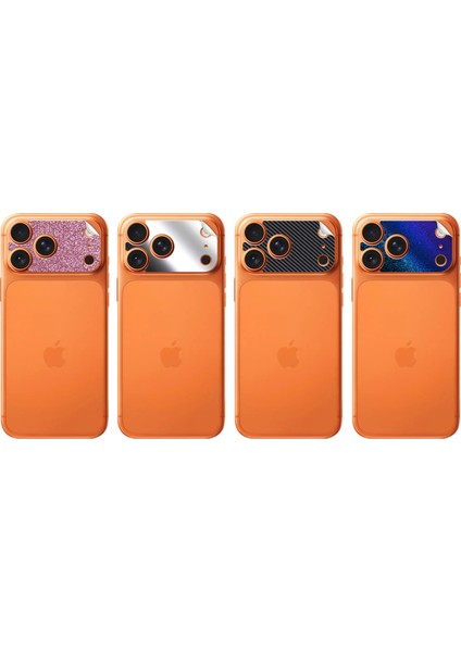 Apple iPhone 17 Pro Max Arka Kamera Vinly Koruyucu Set – 4 Renk, Çizilmeye Dayanıklı Kamera Koruyucu ve Dekoratif Sticker modelleri