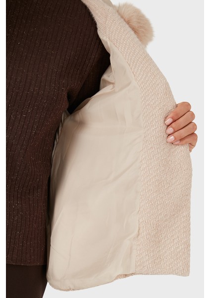 Via Dante Oversize Yumuşak Tüylü Kapüşon Truvakar Kollu Mont Bayan Mont 690920