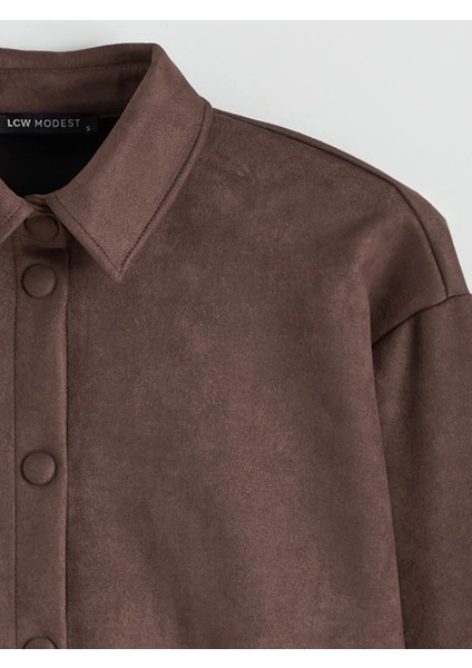 Lcw Modest Kahverengi Kadın Süet Görünümlü Gömlek Ceket modelleri