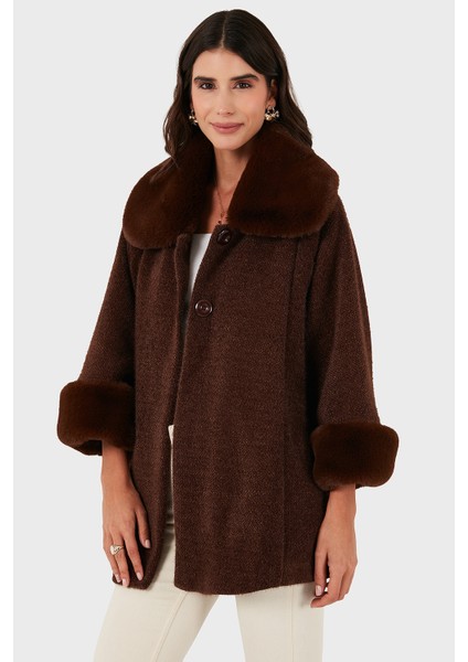 Via Dante Oversize Fit Ceket Yaka Düğmeli Kürk Mont Bayan Mont 6858060 fiyatları