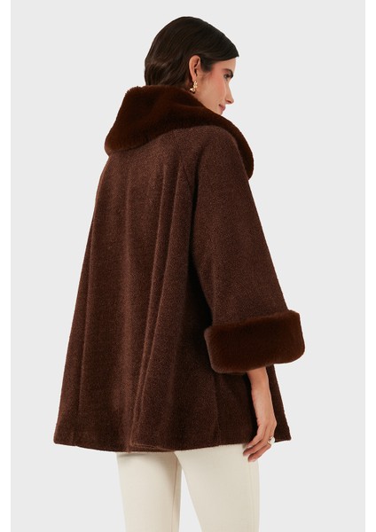 Via Dante Oversize Fit Ceket Yaka Düğmeli Kürk Mont Bayan Mont 6858060 modelleri