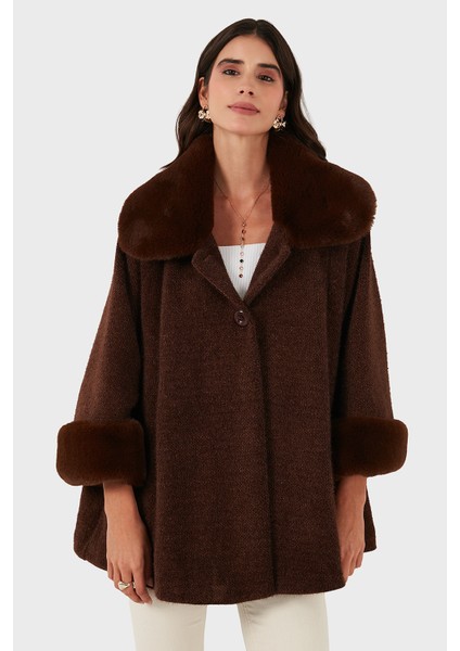 Via Dante Oversize Fit Ceket Yaka Düğmeli Kürk Mont Bayan Mont 6858060 indirimleri