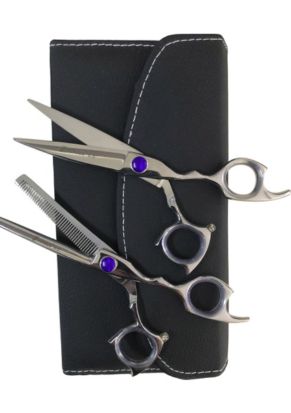 Profesyonel Berber Kuaför Saç Kesim Makas Seti 6.5 Inc 2'li Deri Çanta Model FRZK7FMAVİ fiyatları