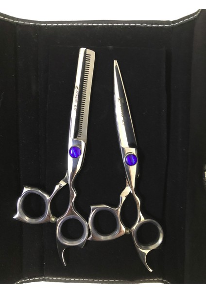 Profesyonel Berber Kuaför Saç Kesim Makas Seti 6.5 Inc 2'li Deri Çanta Model FRZK7FMAVİ fırsatları