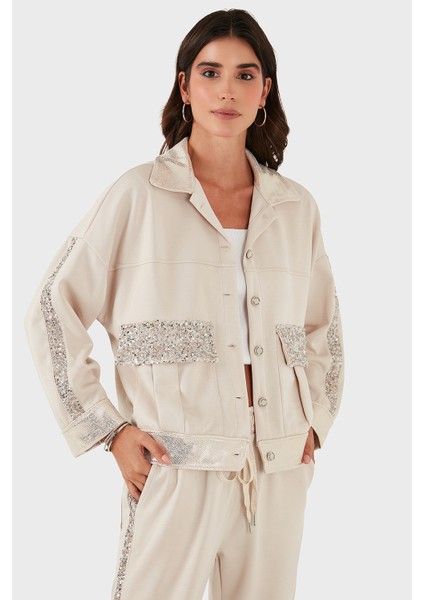 Via Dante Oversize Fit Gömlek Yaka Cep Detaylı Ceket Bayan Ceket 69143570