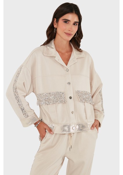 Via Dante Oversize Fit Gömlek Yaka Cep Detaylı Ceket Bayan Ceket 69143570