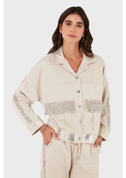 Via Dante Oversize Fit Gömlek Yaka Cep Detaylı Ceket Bayan Ceket 69143570
