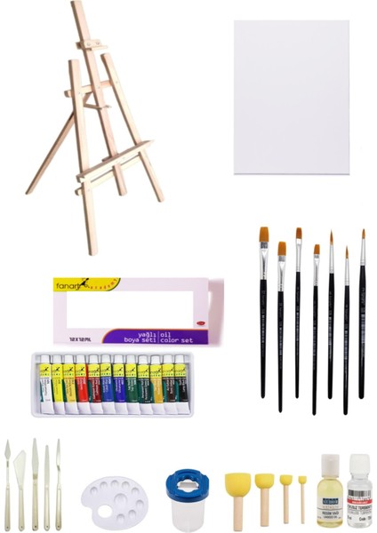Fanart Academy Yağlı Boya Seti 12X12ML 12 Renk 35X50 Tuval Başlangıç Seti