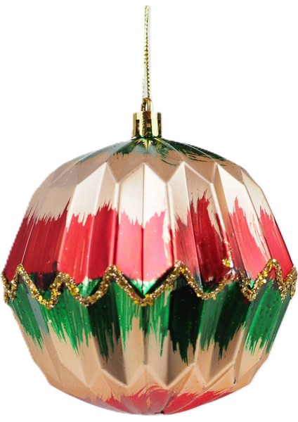 Zig Zag Geometrik Dokulu Çam Ağacı Süsü Renkli 10 cm