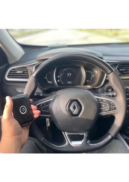 Megane4 Kristal Karbon Araca Özel Tam Uyumlu Direksiyon Kılıfı